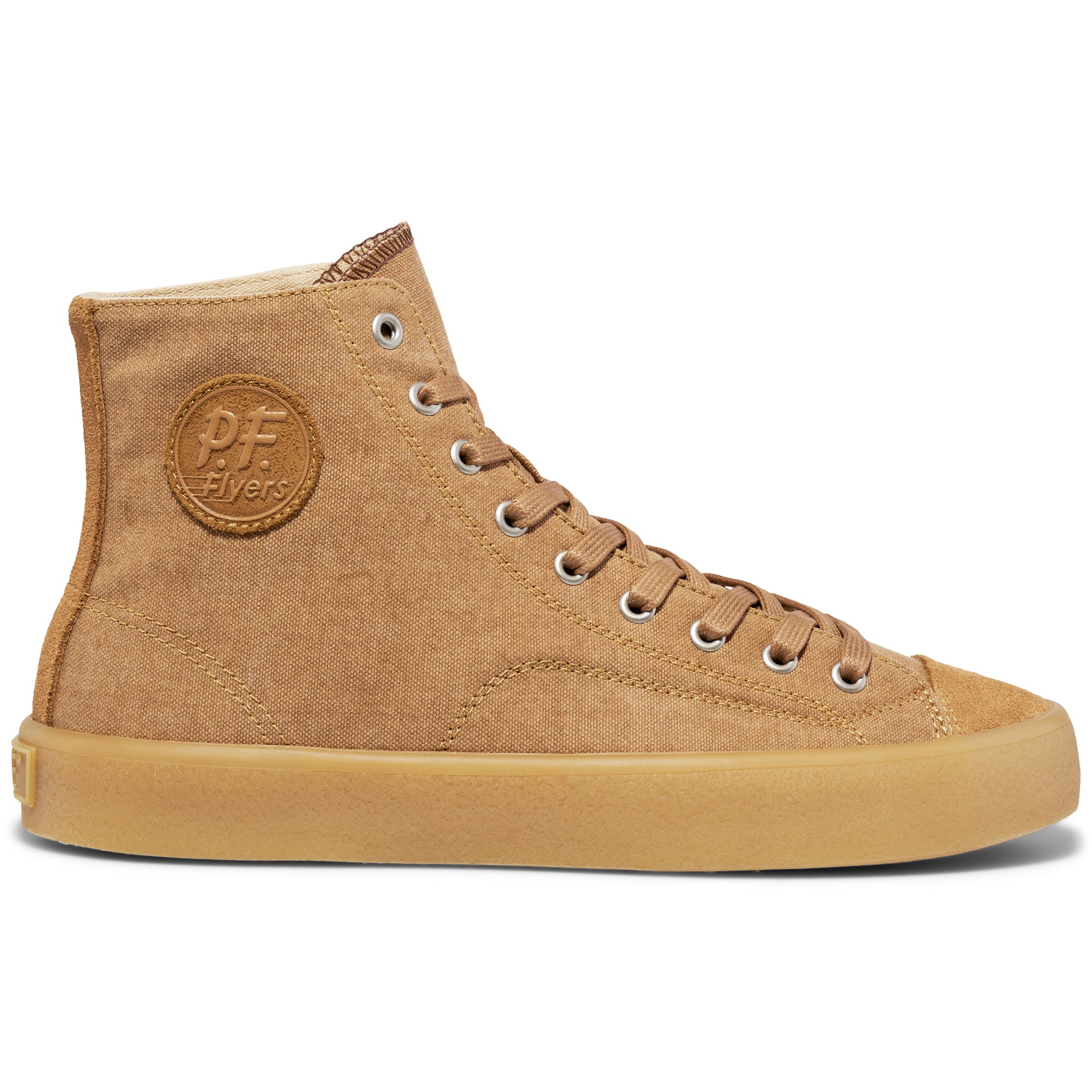 Crepe-Soled Tobacco Sneakers, Retro Canvas & Suede High-Top Shoes