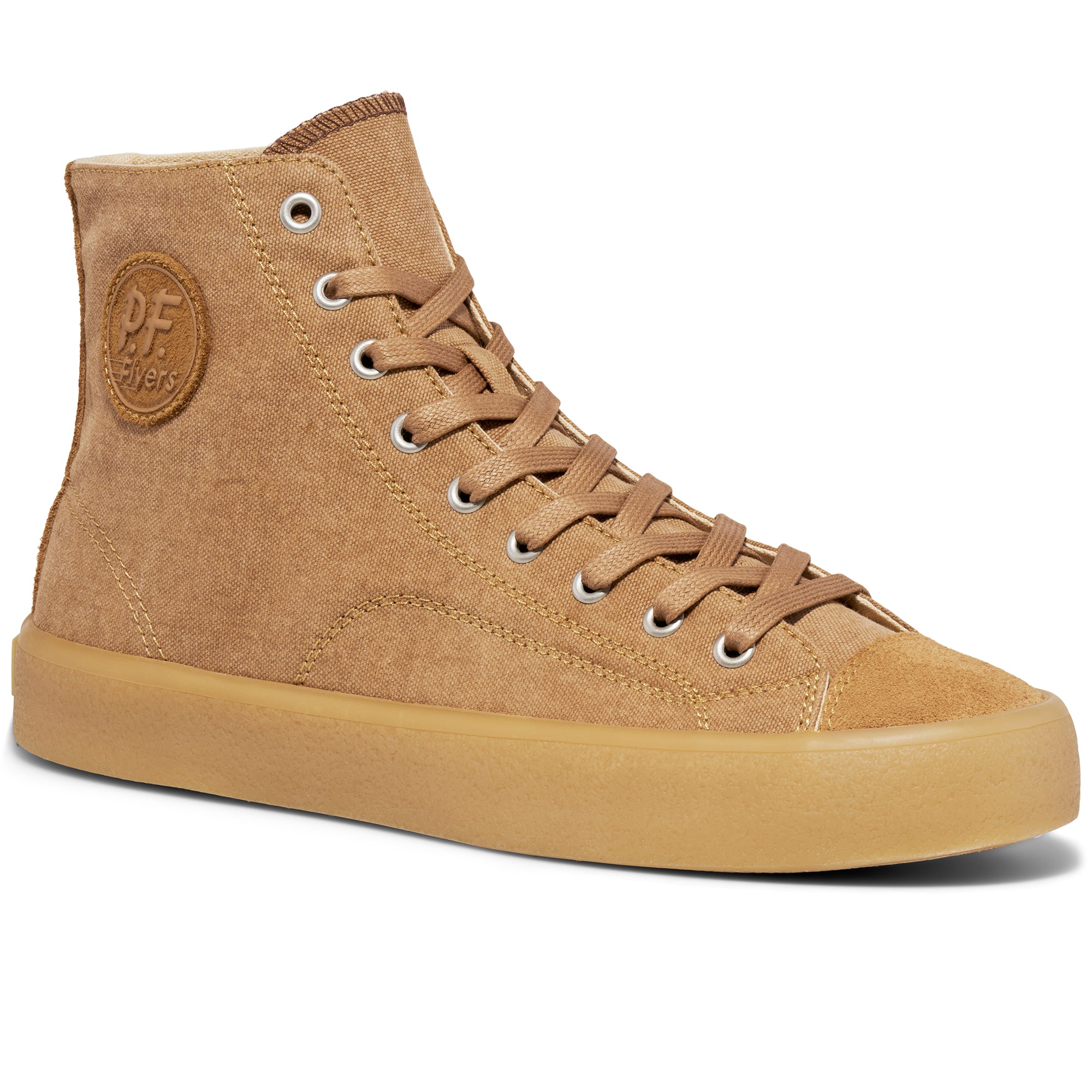 Crepe-Soled Tobacco Sneakers, Retro Canvas & Suede High-Top Shoes