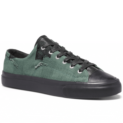 Green low-top sneaker rotating gif showing different angles of the sneaker
