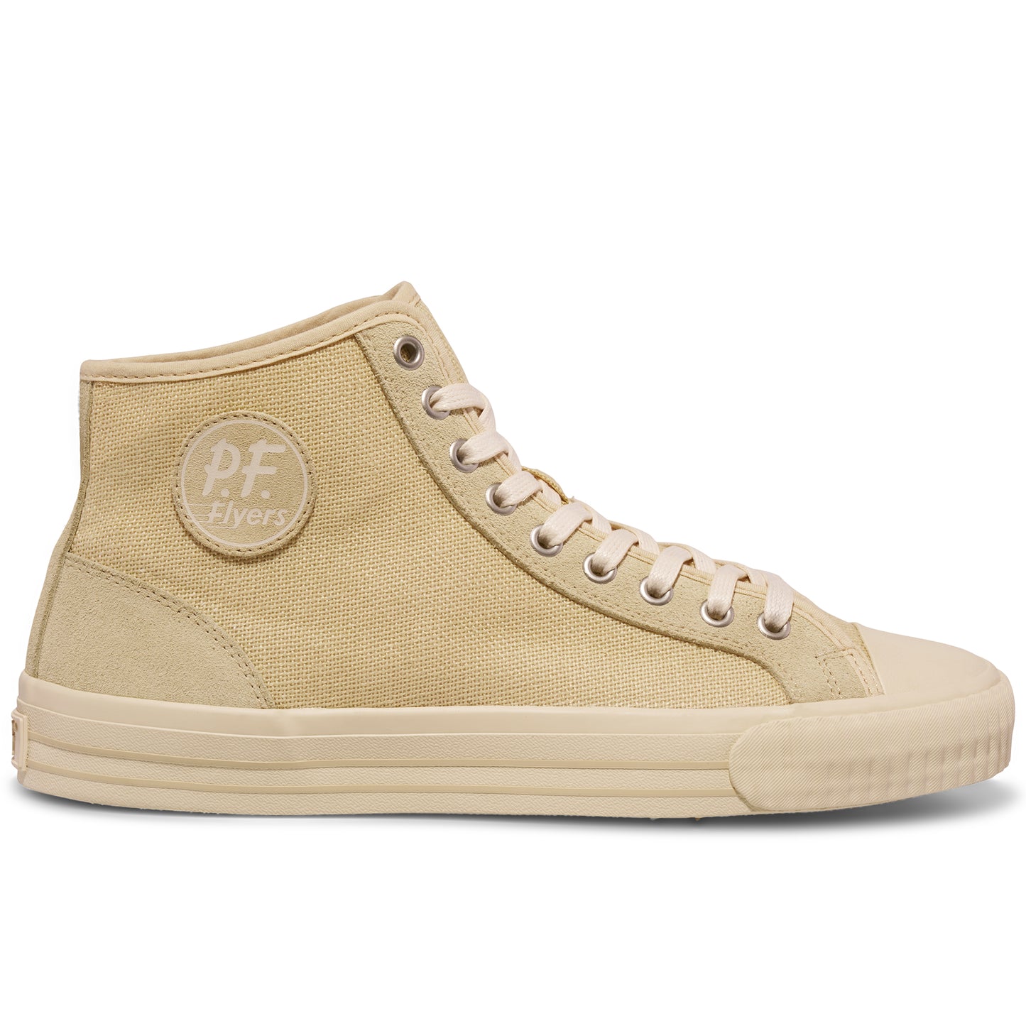 Beige high-top sneaker on a white background.