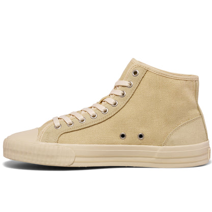 Beige high-top sneaker on a white background.