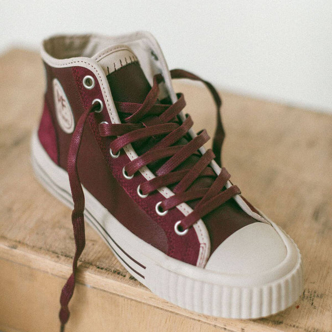 High-Top leather sneakers burgundy
