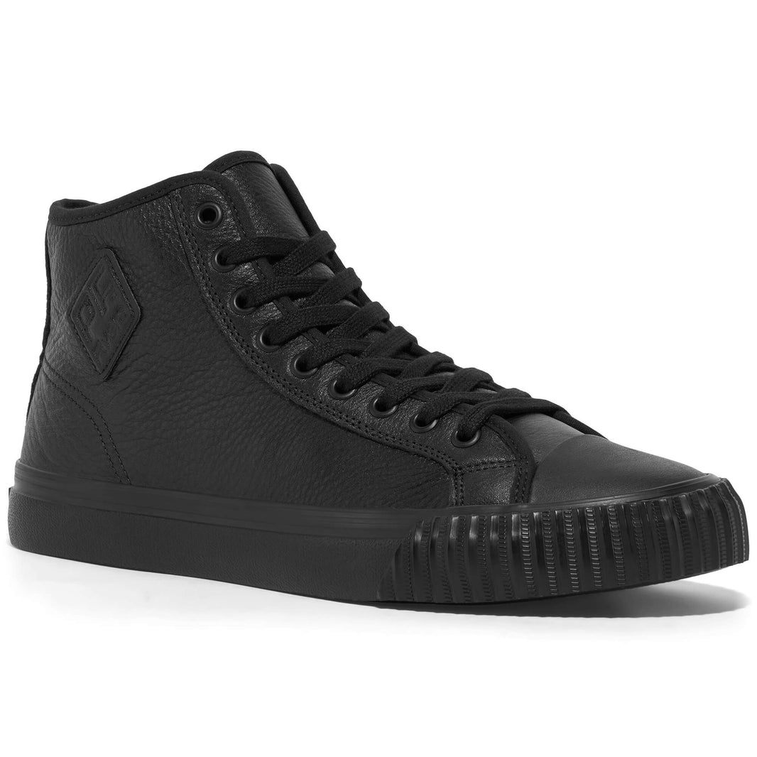 Black Leather Center Hi Top | Unisex Leather Sneaker