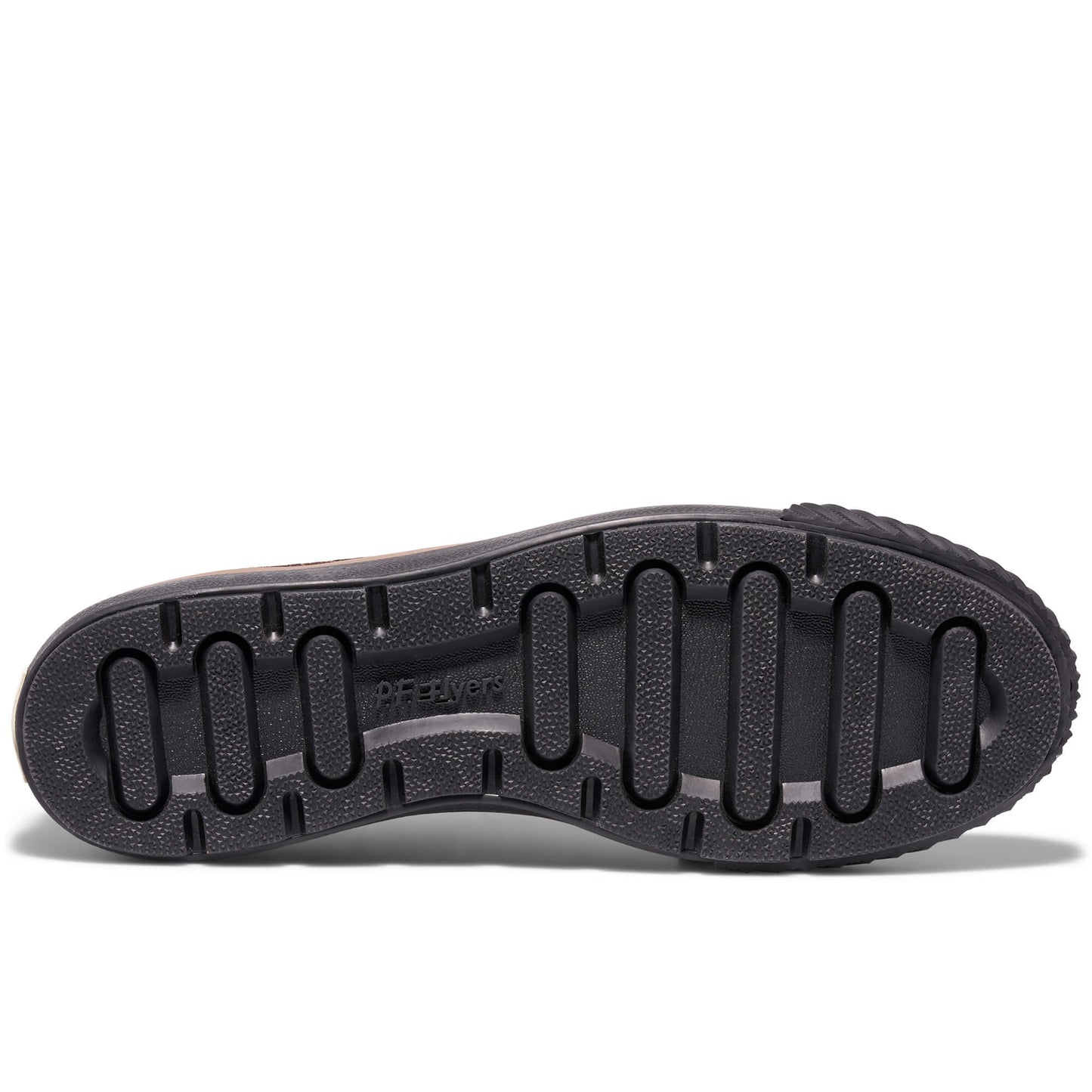 Black shoe sole on a white background.