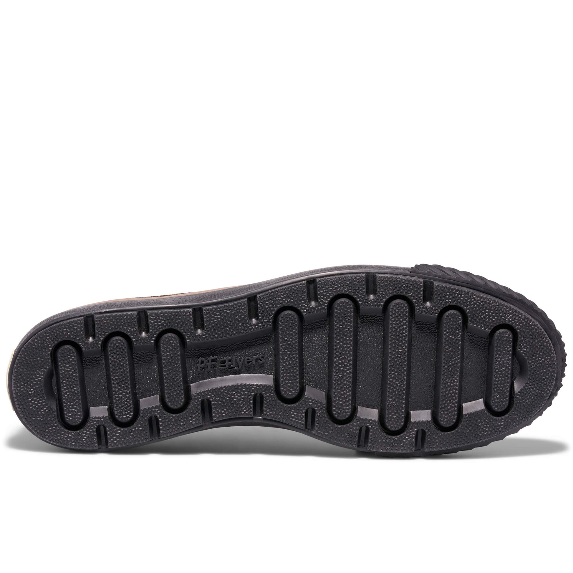 Black shoe sole on a white background.