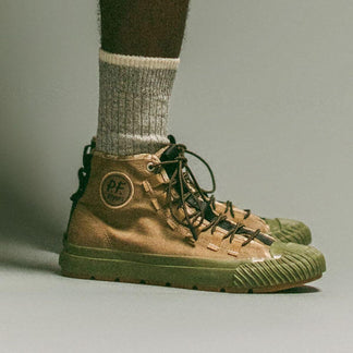 Grounder Sand and Green High-Top Sneakers Built for Durability ...