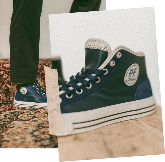 Vintage inspired high-top leather sneakers
