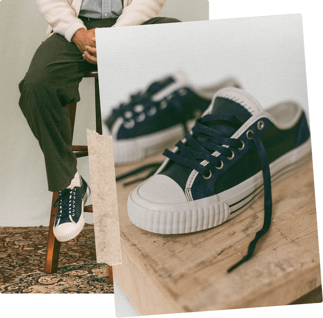 Low-Top navy retro sneakers